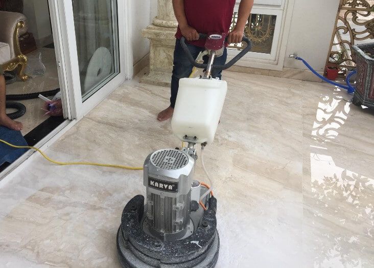 Thi công đánh bóng sàn marble
